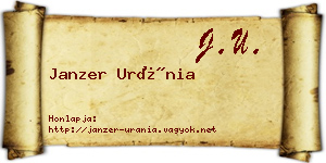 Janzer Uránia névjegykártya